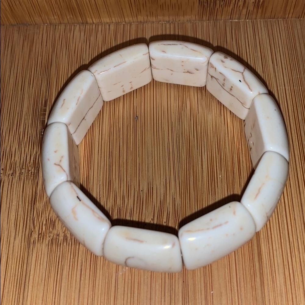 Stretchy “bone” marble beaded bracelet